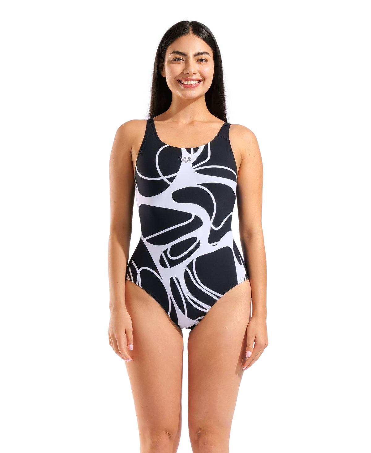 Arena Alina Wing Back Swimsuit - Black / White Multi