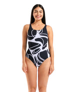 Arena Alina Wing Back Swimsuit - Black / White Multi