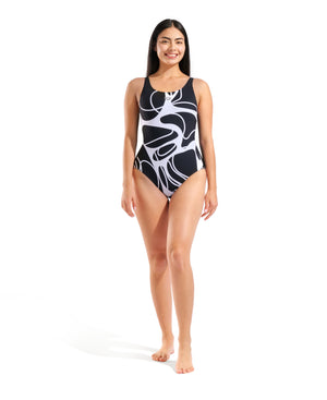Arena Alina Wing Back Swimsuit - Black / White Multi