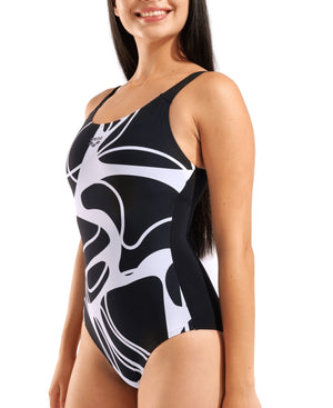 Arena Alina Wing Back Swimsuit - Black / White Multi