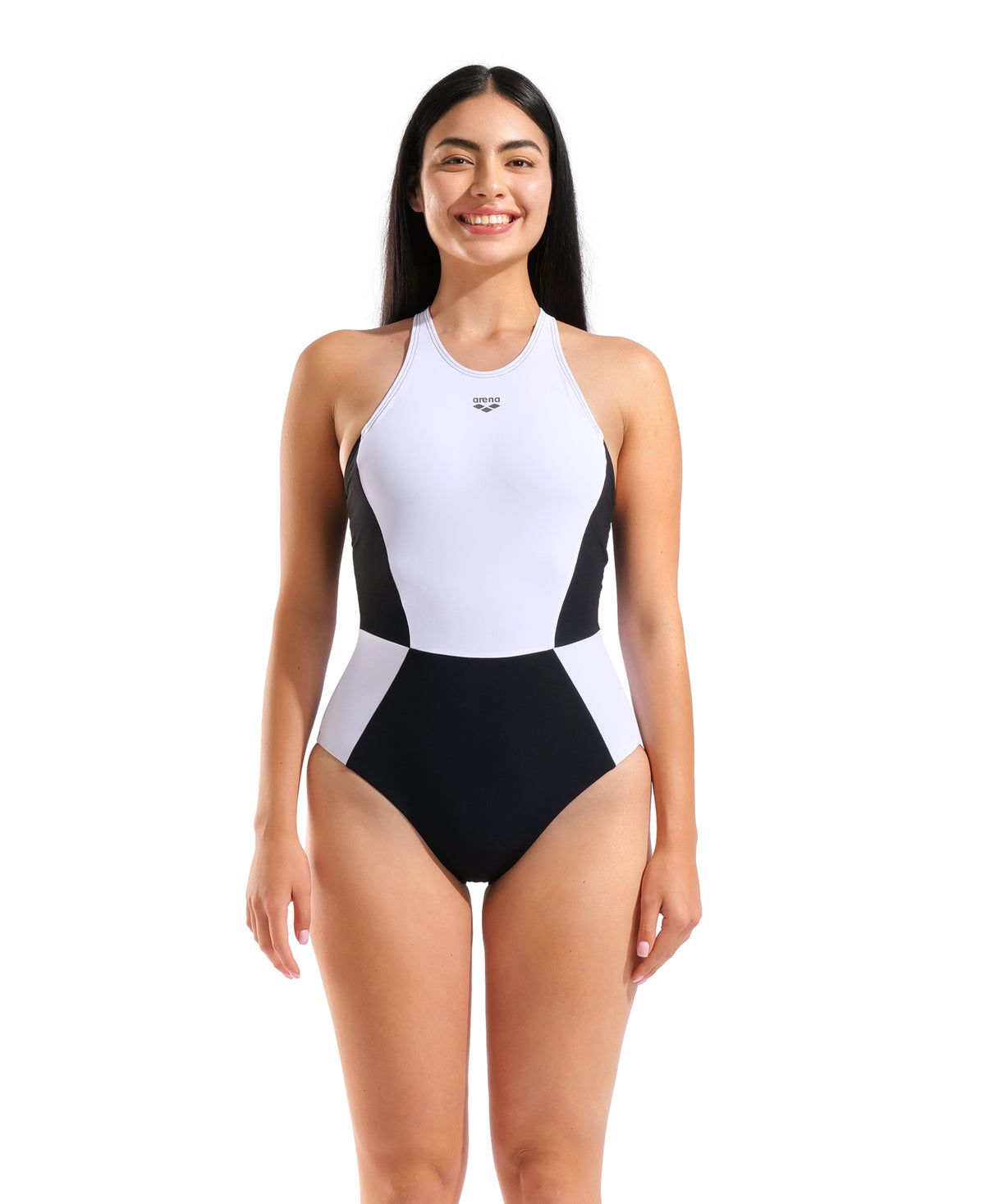 Arena Elsa Cross Back Swimsuit - Black / White / Black