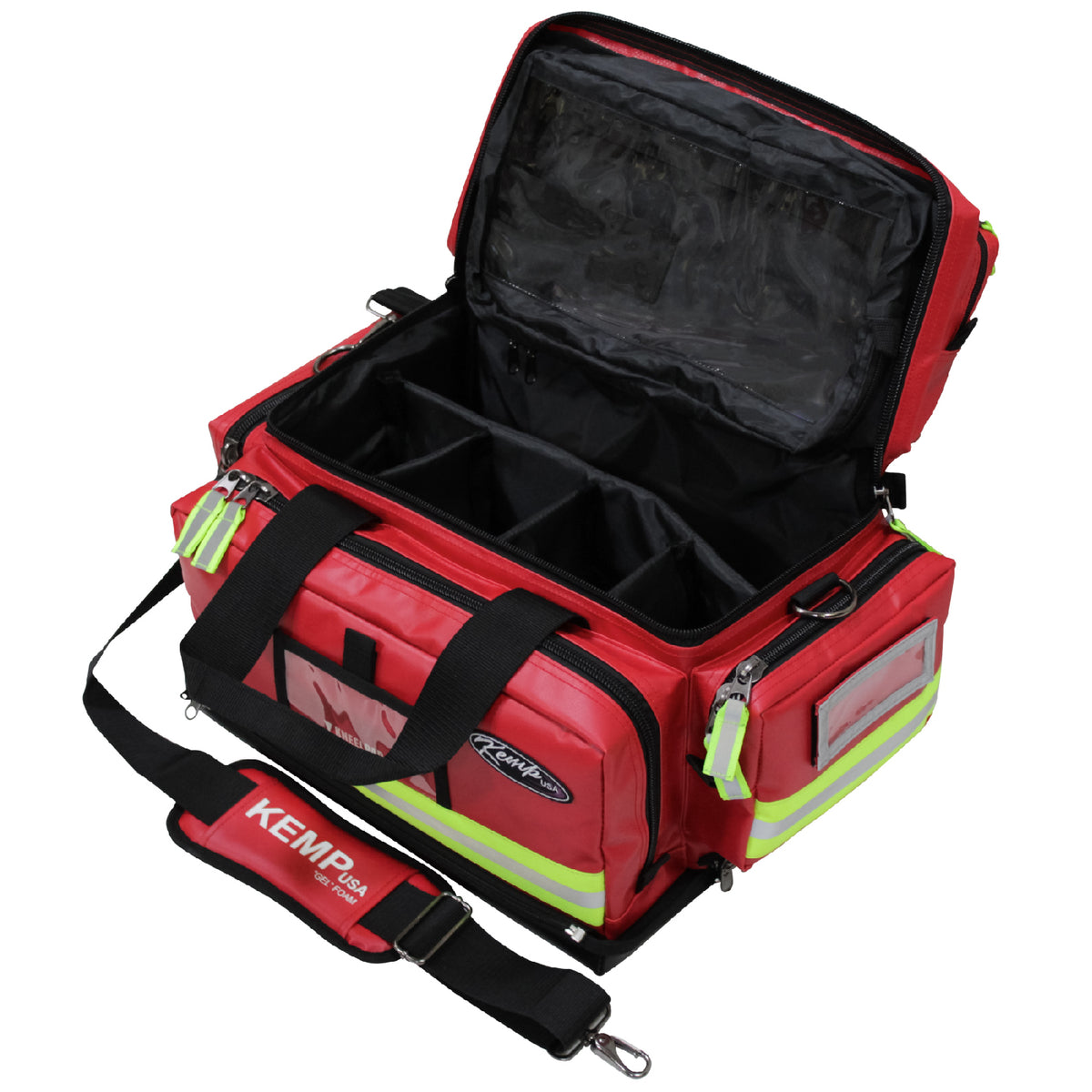 Kemp USA Premium Large Professional Trauma Bag - Kemp USA Tarpaulin Fluid Resistant Large Professional Trauma Bag, Red
