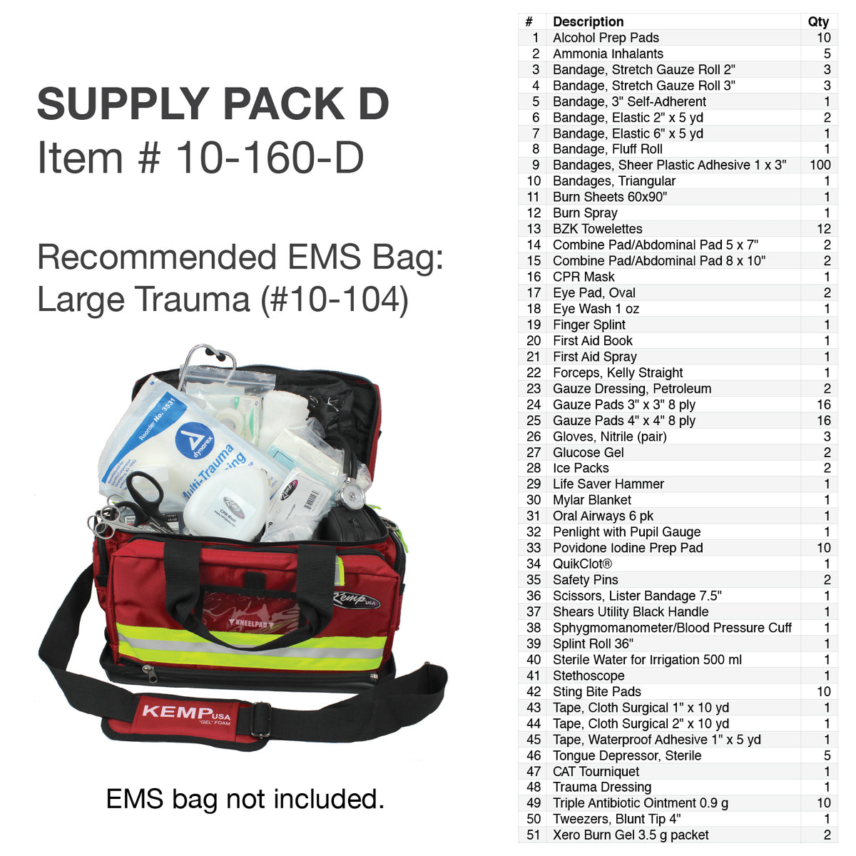 Kemp USA Medical Supply Pack - D