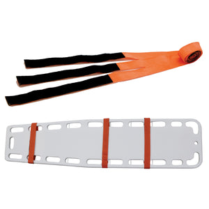 Kemp USA Premium Hook & Loop Spineboard Straps with Metal Ends - Kemp USA Hook & Loop Spineboard Straps, Orange (Set of 3)