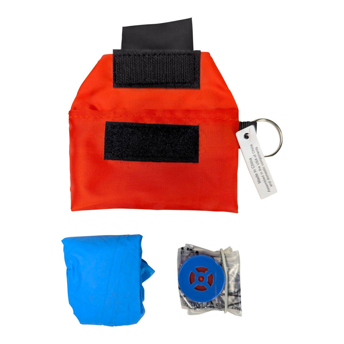 Kemp USA CPR Face / Mouth Disposable Shield - w/ Nitrile Gloves in Keychain Pouch