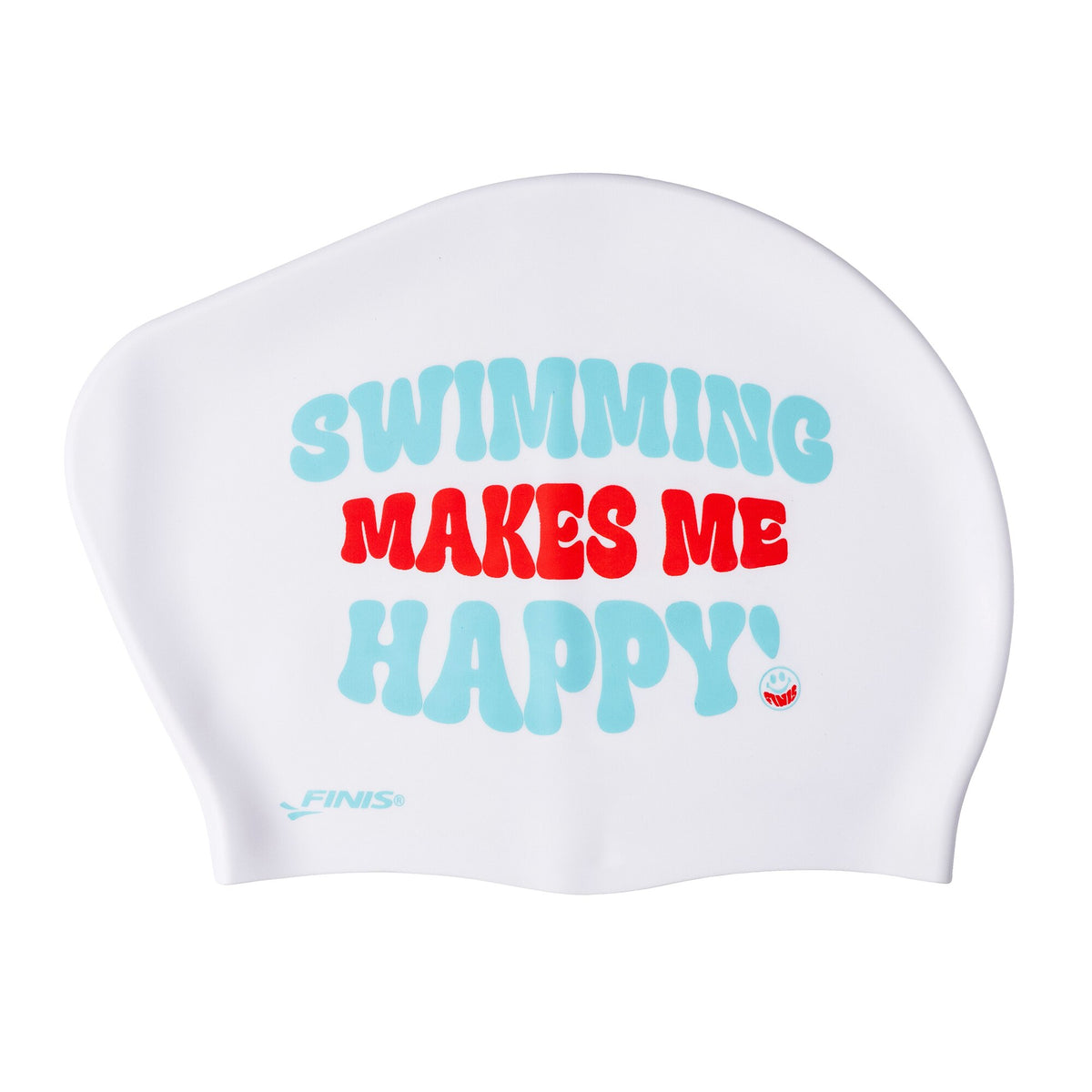 Long Hair Silicone Cap Swimming Happy