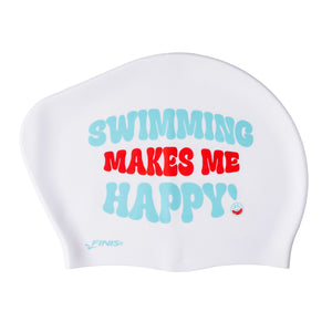 Long Hair Silicone Cap Swimming Happy