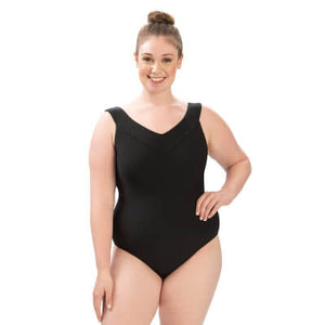 Solid Soft V Neck Contemporary Rib Knit One Piece with Low Cross Back Detail - 27