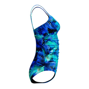 Speedo Adjustable Print Shirred ONE Piece - ANTHRACITE/DEEP SAPPHIRE