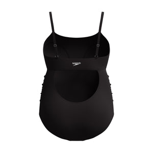 Speedo PLUS SIZE Adjustable Solid Shirred ONE Piece - SPEEDO BLACK