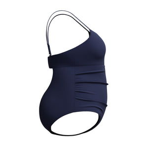Speedo PLUS SIZE Adjustable Solid Shirred ONE Piece - SPEEDO NAVY
