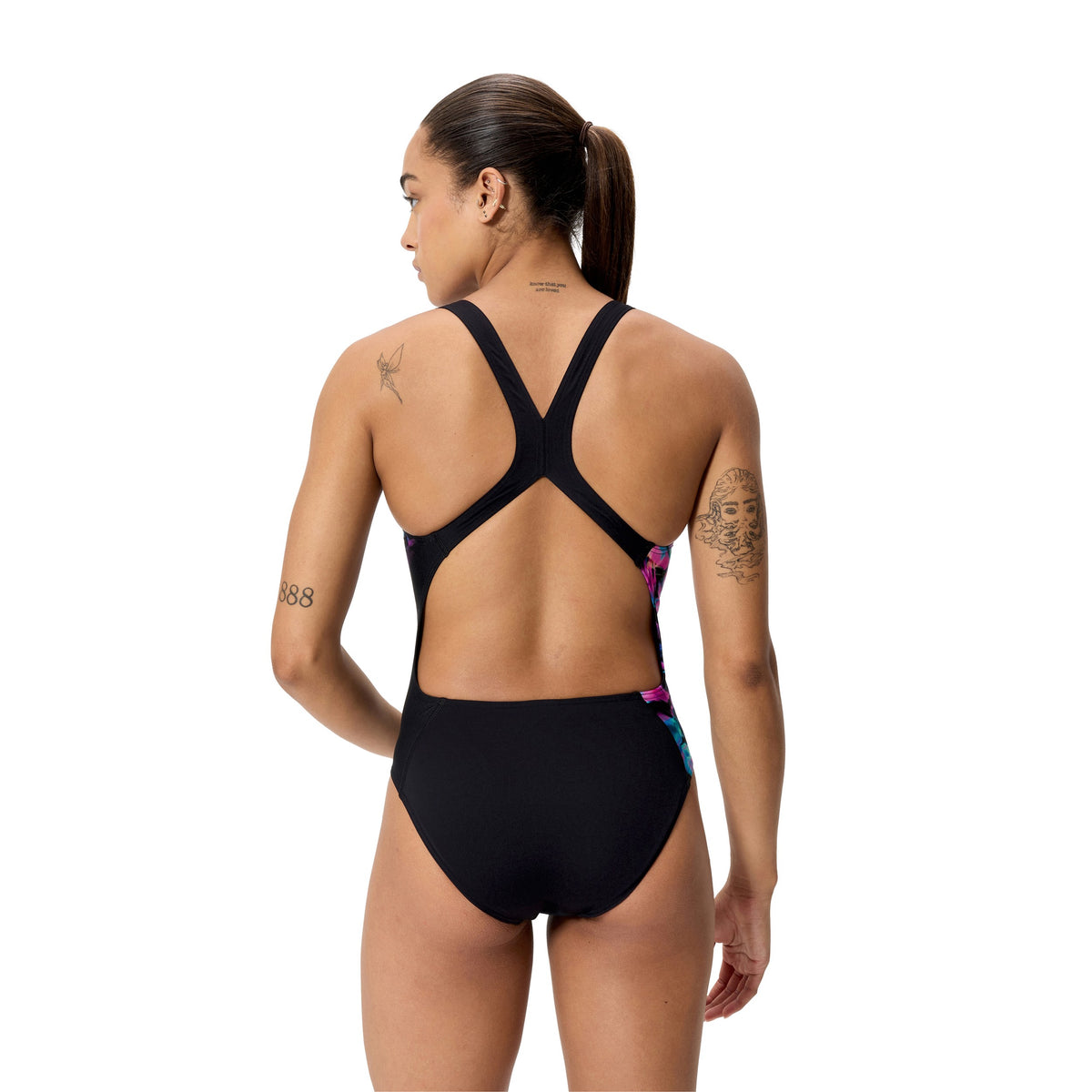 Speedo Female Placement Printed Powerback - FIREWORK BURST/BLACK