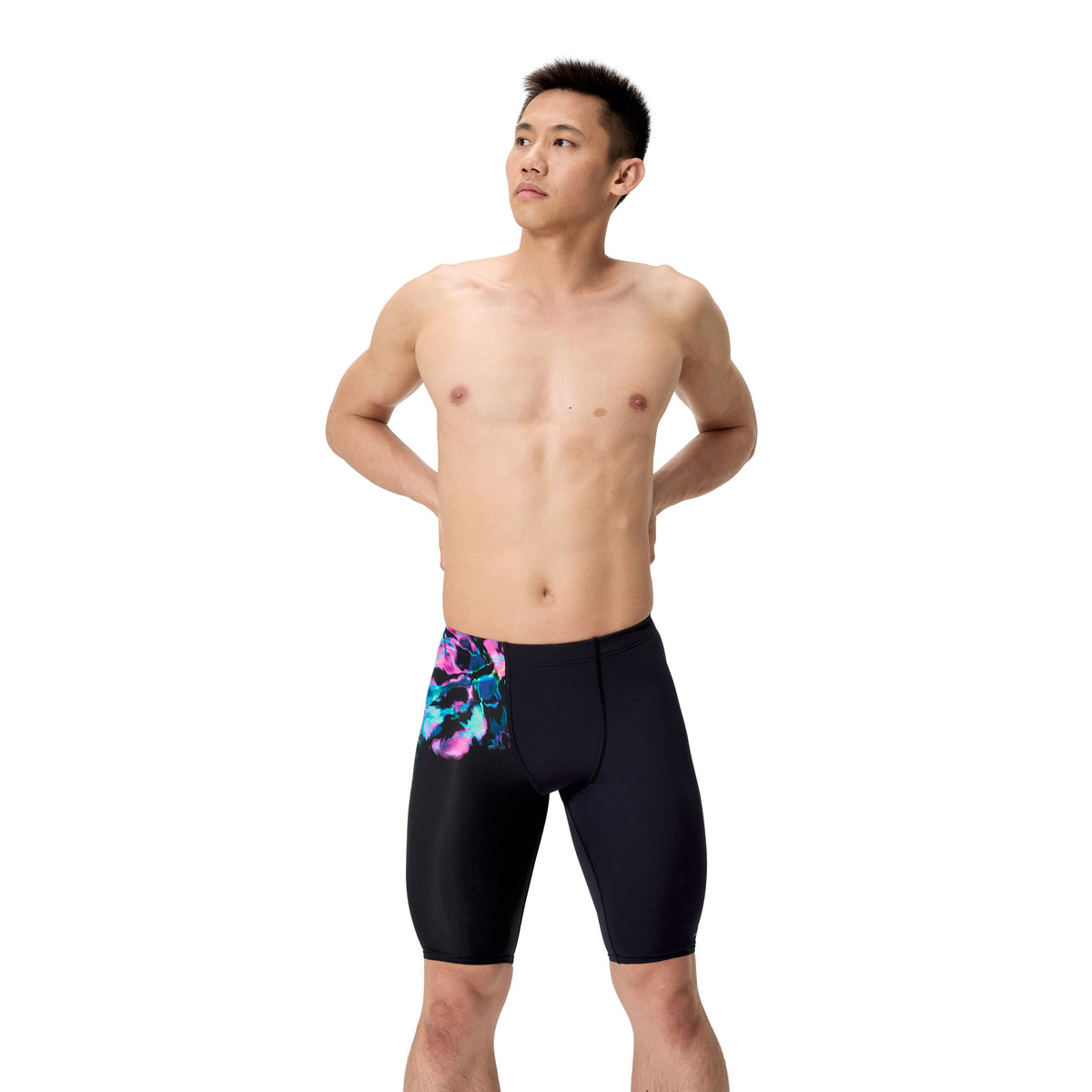 Speedo MALE Placement Printed Jammer - GLITCHY GARDEN/BLACK