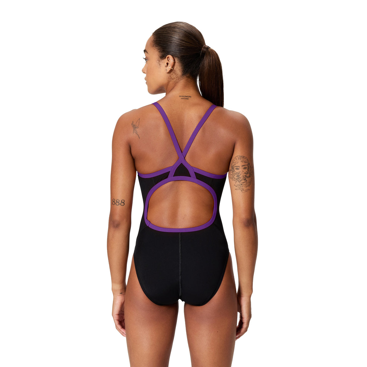 Speedo Adult Endurance+ Solid Flyback - TEAM BLACK/PURPLE