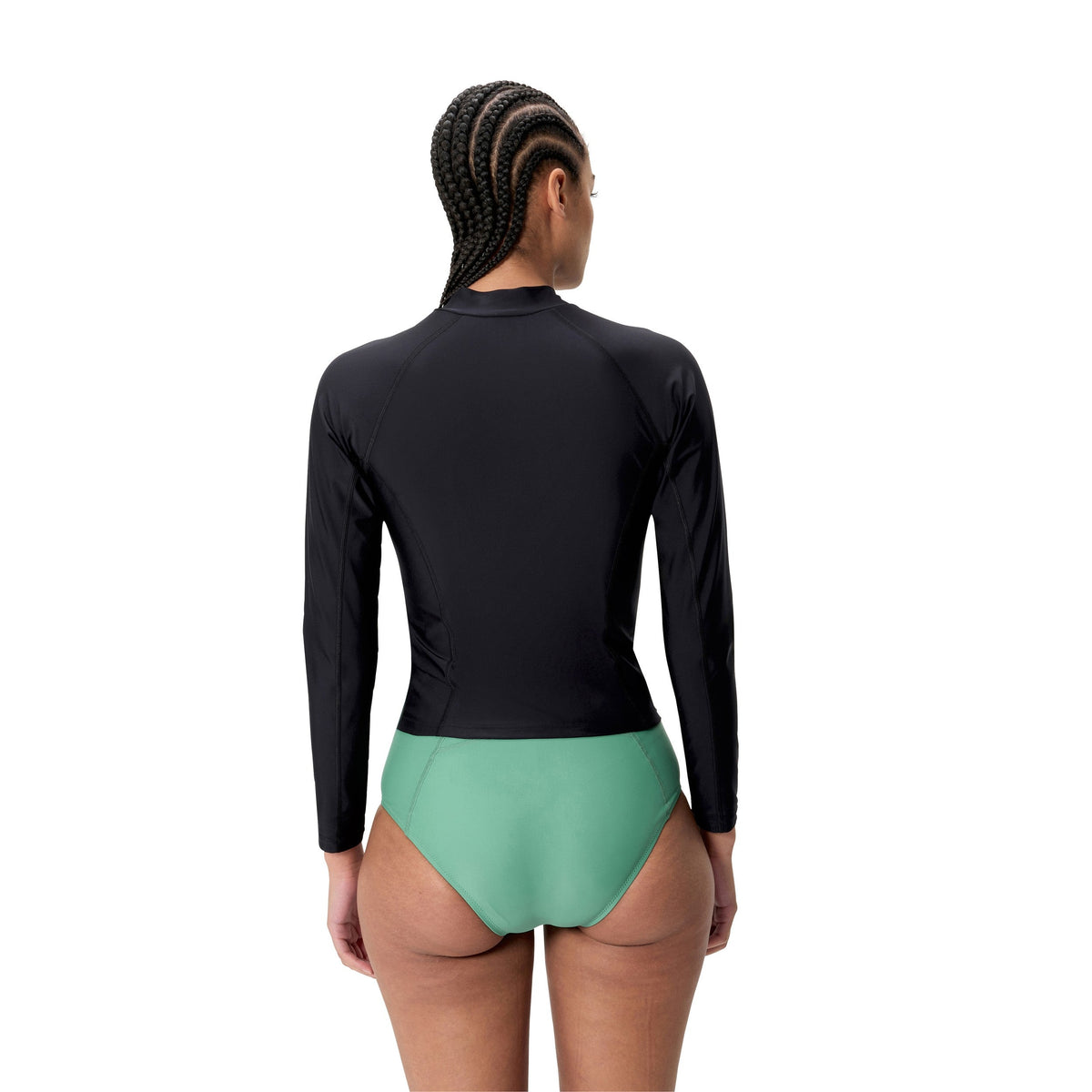 Speedo Long Sleeve Solid Zip Rashguard - ANTHRACITE - X3