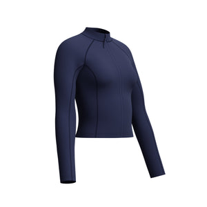 Speedo Long Sleeve Solid Zip Rashguard - PEACOAT - R2