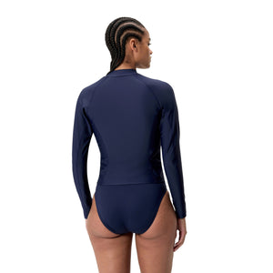 Speedo Long Sleeve Solid Zip Rashguard - PEACOAT - X3
