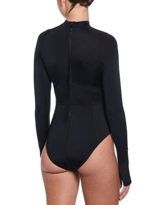 Nike Swim Hydralock Fusion Women's Long Sleeve One Piece - Black alternate image 1