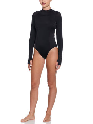 Nike Swim Hydralock Fusion Women's Long Sleeve One Piece - Black alternate image 3