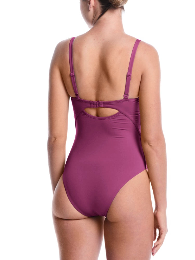 Nike Swim Effortless Essential Women's V-Neck One Piece - Desert Pink alternate image 1