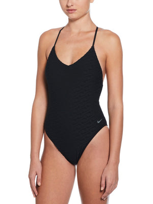 Nike Swim Women's Terry Texture Y-Back One Piece - Black