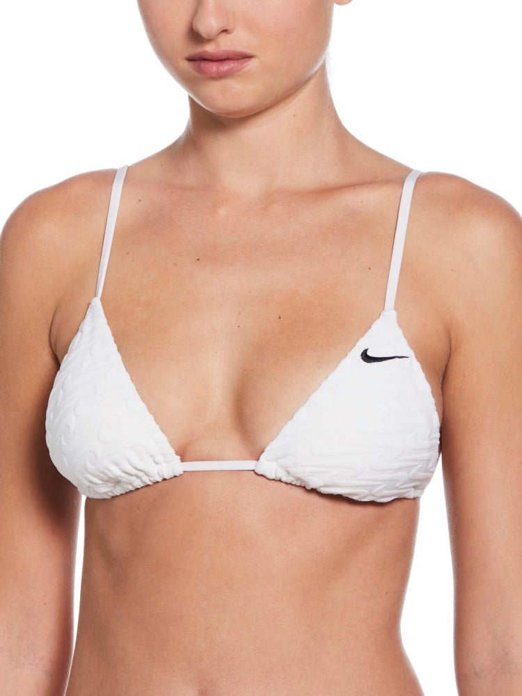 Nike Swim Women's Terry Texture Triangle Bikini Top - White