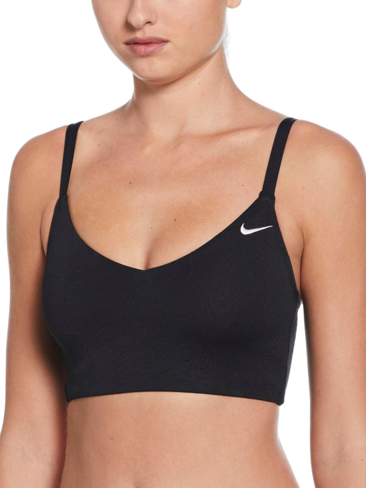 Nike Swim Women's Jacquard Texture V-Neck Midkini - Black