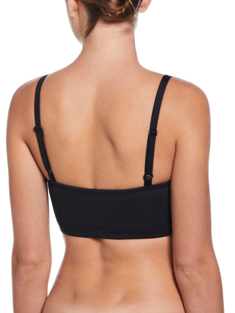 Nike Swim Women's Jacquard Texture V-Neck Midkini - Black alternate image 1