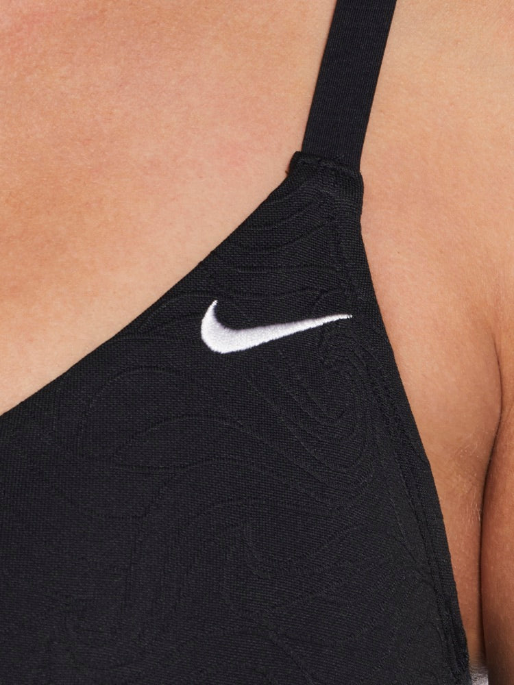 Nike Swim Women's Jacquard Texture V-Neck Midkini - Black alternate image 2