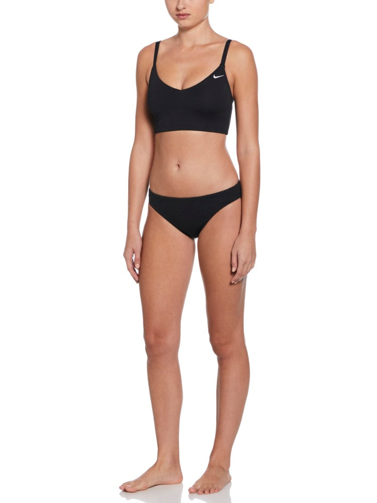 Nike Swim Women's Jacquard Texture V-Neck Midkini - Black alternate image 3