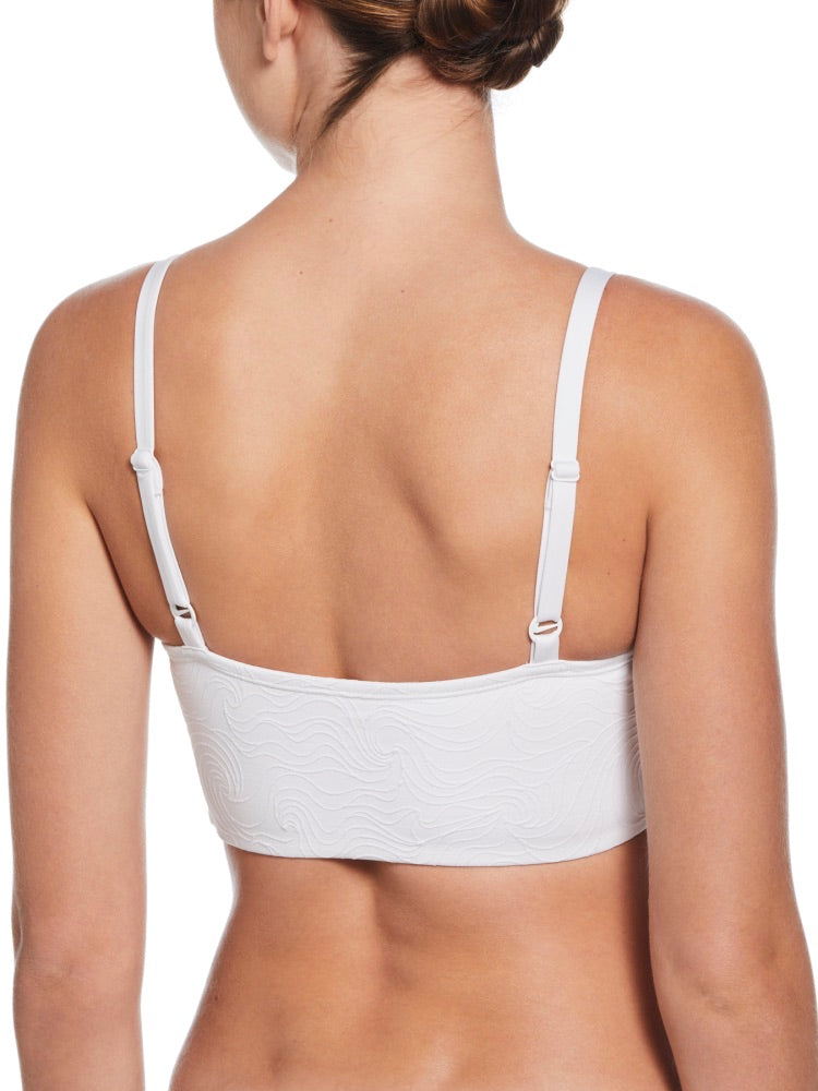 Nike Swim Women's Jacquard Texture V-Neck Midkini - White alternate image 1