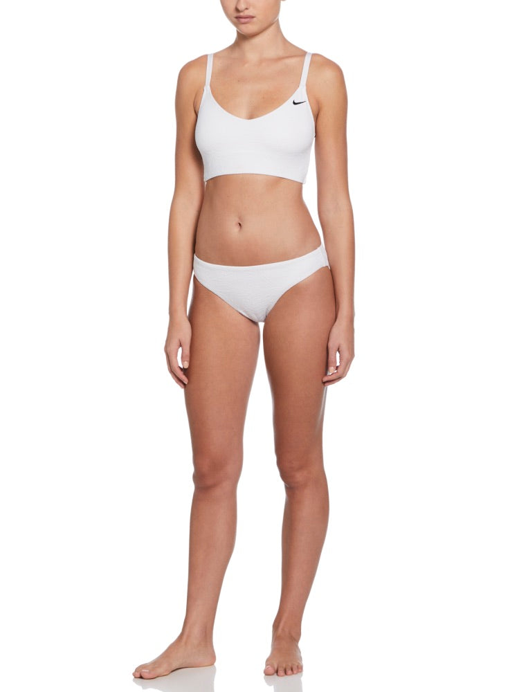Nike Swim Women's Jacquard Texture V-Neck Midkini - White alternate image 3