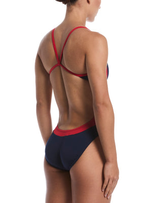 Nike Swim Hydrastrong Fly Women's Cutout One Piece - University Red Midnight Navy alternate image 1