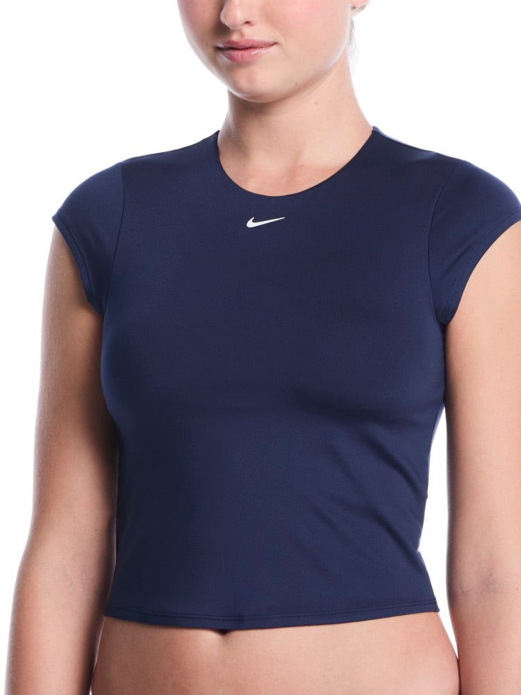 Nike Swim Effortless Essential Women's Cap Sleeve Swim Top - Midnight Navy