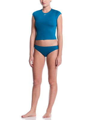 Nike Swim Effortless Essential Women's Cap Sleeve Swim Top - Green Abyss alternate image 3