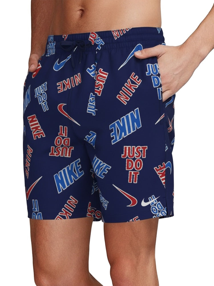 Nike Swim Breaker Men's 7" Brief-Lined Volley Short - Blue/Red alternate image 2