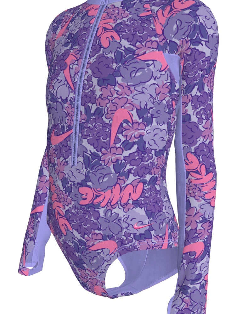 Nike Swim Big Kids' (Girls') Long Sleeve One Piece - Light Thistle