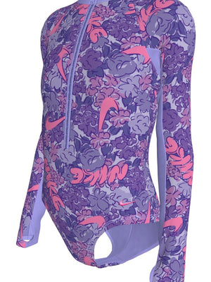 Nike Swim Big Kids' (Girls') Long Sleeve One Piece - Light Thistle