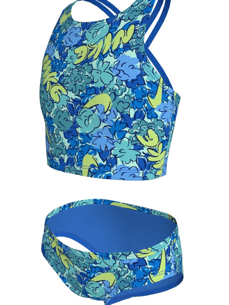 Nike Swim Big Kids' (Girls') Spiderback Midkini Set - Blue Crystal