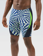 Reliance Men's Atomic Blue and Green Printed Color Block Jammer - Atomic Blue and Green Printed front-model