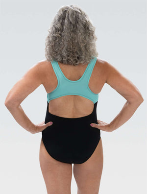 Women's Aquashape Black and Mint Color Blocked Moderate One Piece - Black and Mint Color Blocked back-model