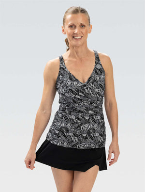 Women's Aquashape Botanical Wrap Front Tankini Top - Botanical front-extra