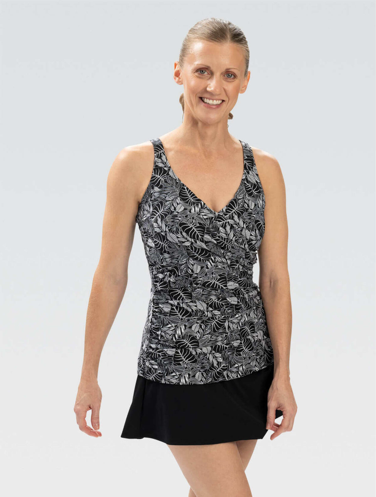 Women's Aquashape Botanical Wrap Front Tankini Top - Botanical front-extra