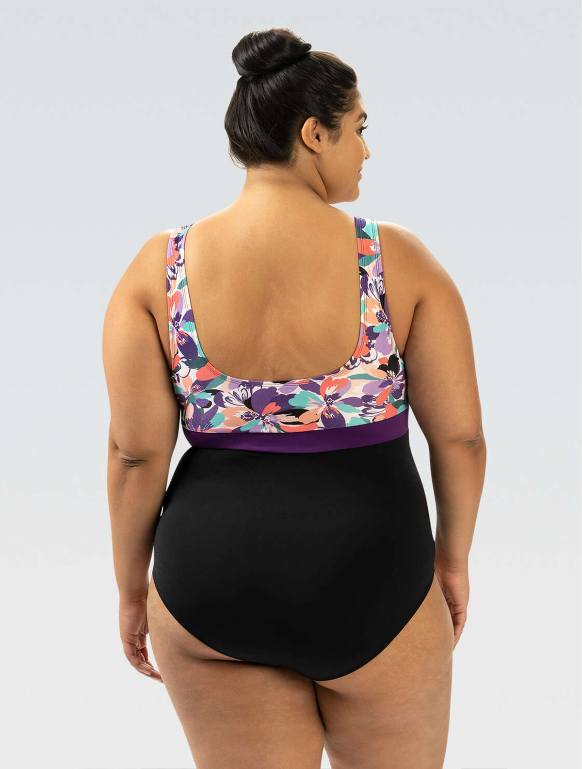 Women's Aquashape Printed Moderate One Piece: Bonita Bloom - Moderate back