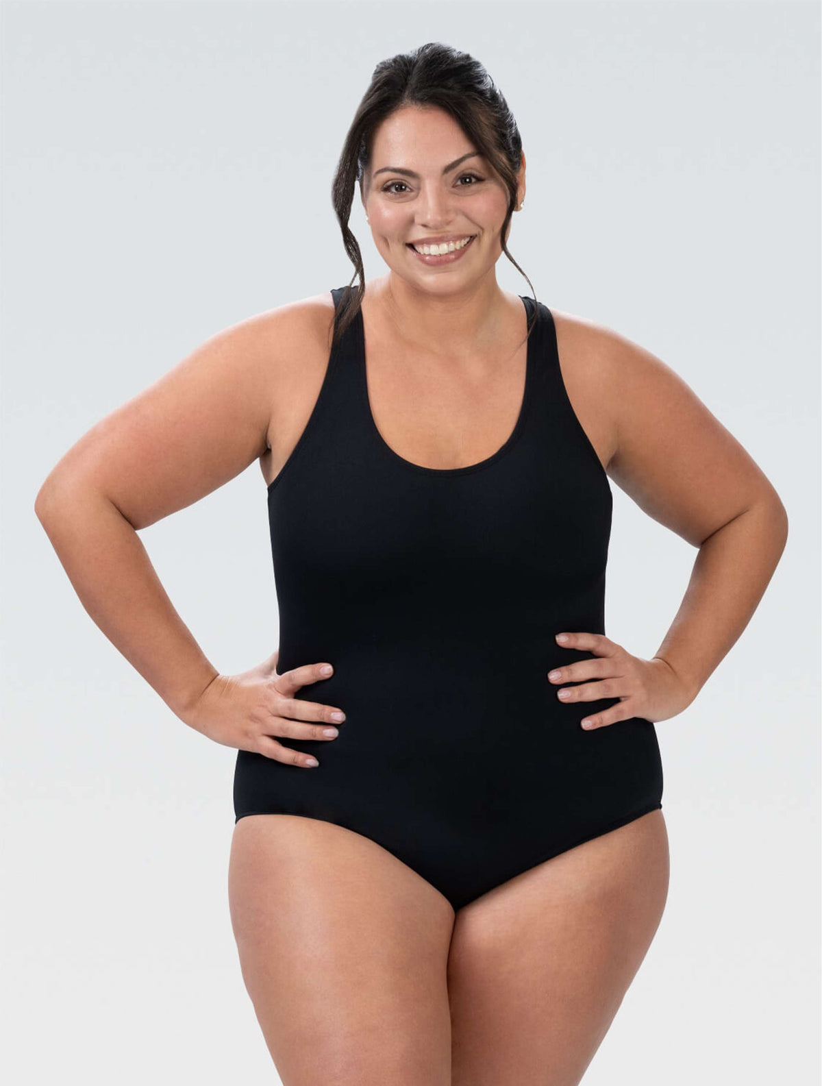 Women's Aquashape Solid Conservative One Piece w/ Criss-Cross Straps - Conservative front-extra