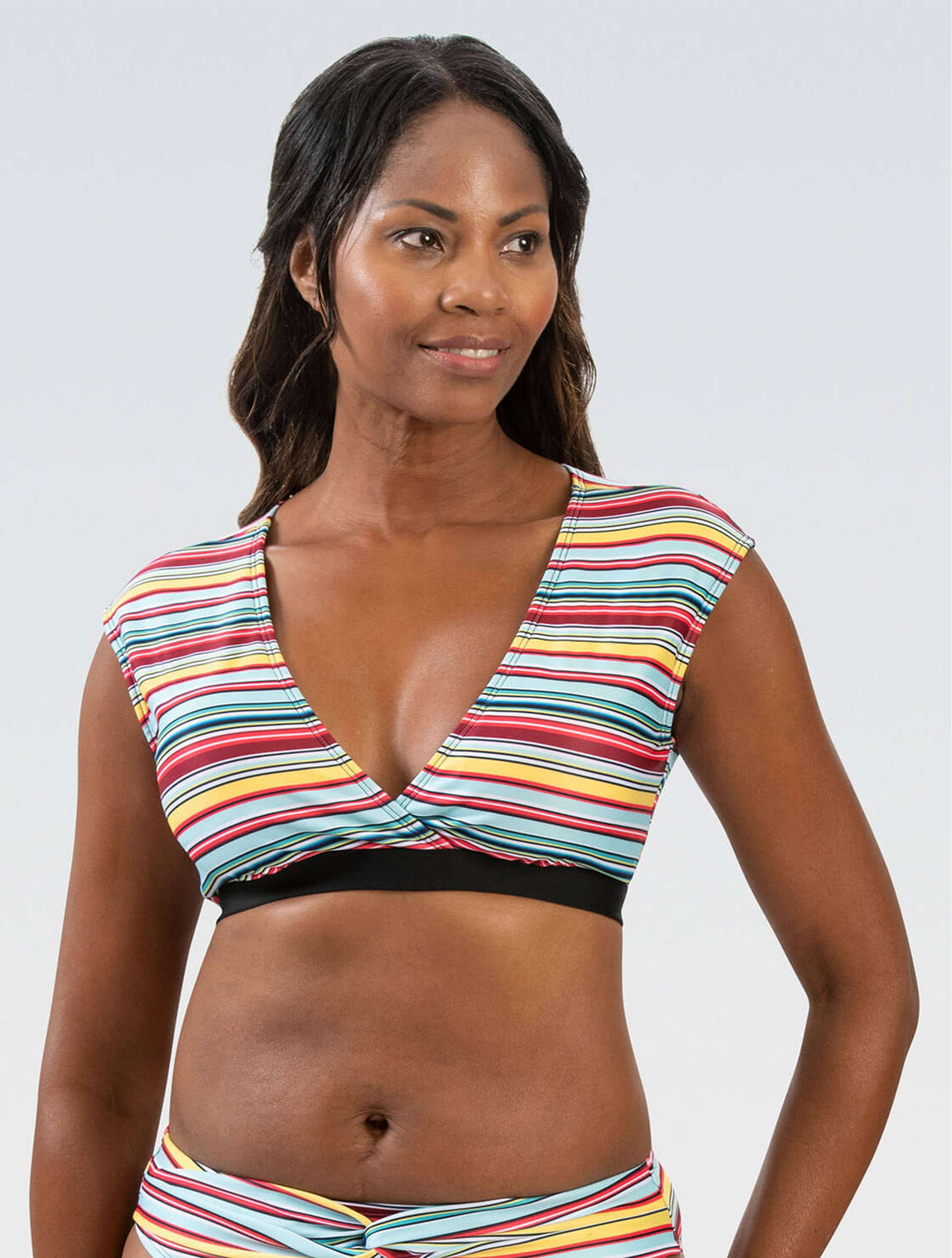 Women's Aquashape Sunset Surplice Front Two Piece Top - Sunset front