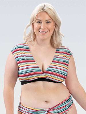 Women's Aquashape Sunset Surplice Front Two Piece Top - Sunset front-extra