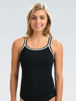 Women's Black Tankini Top - Black front