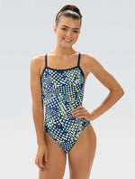 XtraSleek Propel Blue and Green V-Back One Piece - Propel Blue and Green front