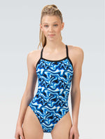 XtraSleek Women's Surge Blue V-Back One Piece - Surge Blue front